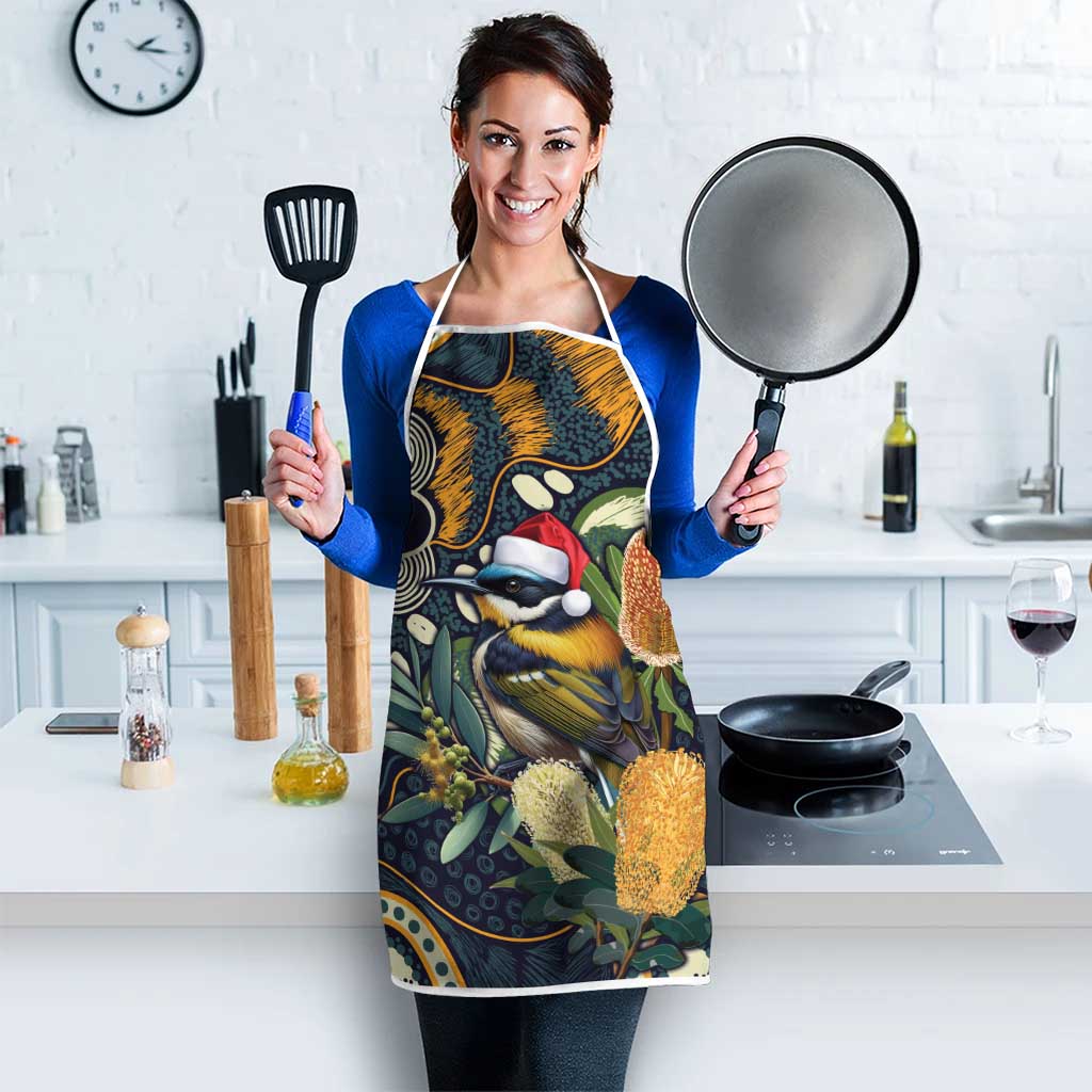 Aussie Honeyeaters Banksia Christmas Apron Aboriginal Dots Painting Blue Motif - Aussie Hoodie