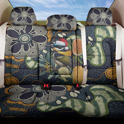 Aussie Honeyeaters Banksia Christmas Back Car Seat Cover Aboriginal Dots Painting Blue Motif - Aussie Hoodie