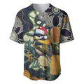 Aussie Honeyeaters Banksia Christmas Baseball Jersey Aboriginal Dots Painting Blue Motif - Aussie Hoodie