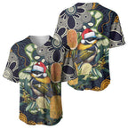 Aussie Honeyeaters Banksia Christmas Baseball Jersey Aboriginal Dots Painting Blue Motif - Aussie Hoodie