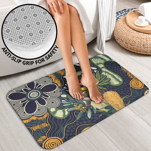 Aussie Honeyeaters Banksia Christmas Bathroom Set Aboriginal Dots Painting Blue Motif - Aussie Hoodie