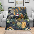 Aussie Honeyeaters Banksia Christmas Blanket Aboriginal Dots Painting Blue Motif - Aussie Hoodie