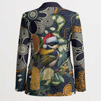 Aussie Honeyeaters Banksia Christmas Blazer Aboriginal Dots Painting Blue Motif - Aussie Hoodie