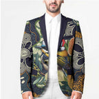 Aussie Honeyeaters Banksia Christmas Blazer Aboriginal Dots Painting Blue Motif - Aussie Hoodie