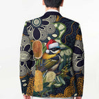 Aussie Honeyeaters Banksia Christmas Blazer Aboriginal Dots Painting Blue Motif - Aussie Hoodie