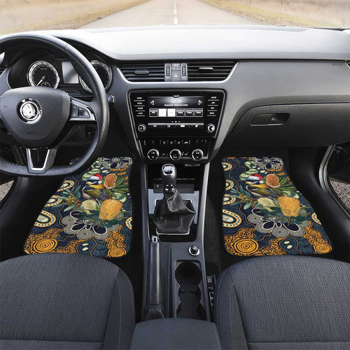 Aussie Honeyeaters Banksia Christmas Car Mats Aboriginal Dots Painting Blue Motif - Aussie Hoodie