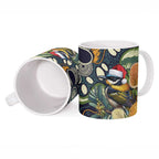 Aussie Honeyeaters Banksia Christmas Ceramic Mug Aboriginal Dots Painting Blue Motif - Aussie Hoodie