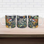 Aussie Honeyeaters Banksia Christmas Ceramic Mug Aboriginal Dots Painting Blue Motif - Aussie Hoodie