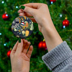 Aussie Honeyeaters Banksia Christmas Ceramic Ornament Aboriginal Dots Painting Blue Motif - Aussie Hoodie