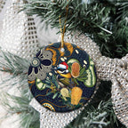 Aussie Honeyeaters Banksia Christmas Ceramic Ornament Aboriginal Dots Painting Blue Motif - Aussie Hoodie