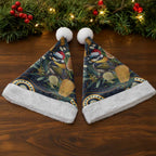 Aussie Honeyeaters Banksia Christmas Santa Hat Aboriginal Dots Painting Blue Motif - Aussie Hoodie