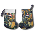Aussie Honeyeaters Banksia Christmas Stocking Aboriginal Dots Painting Blue Motif - Aussie Hoodie