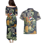 Aussie Honeyeaters Banksia Christmas Couples Matching Puletasi and Hawaiian Shirt Aboriginal Dots Painting Blue Motif - Aussie Hoodie