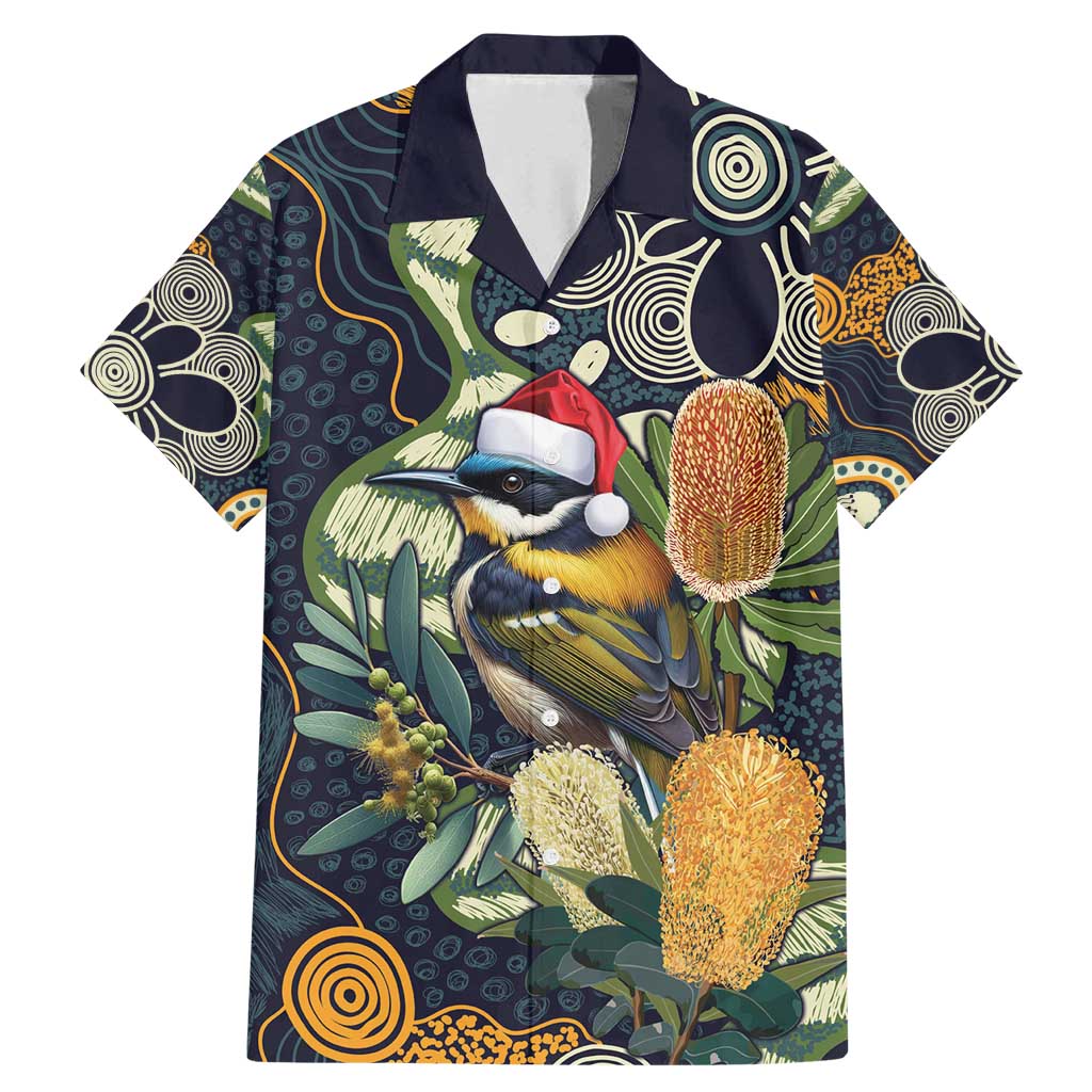 Aussie Honeyeaters Banksia Christmas Family Matching Mermaid Dress and Hawaiian Shirt Aboriginal Dots Painting Blue Motif - Aussie Hoodie
