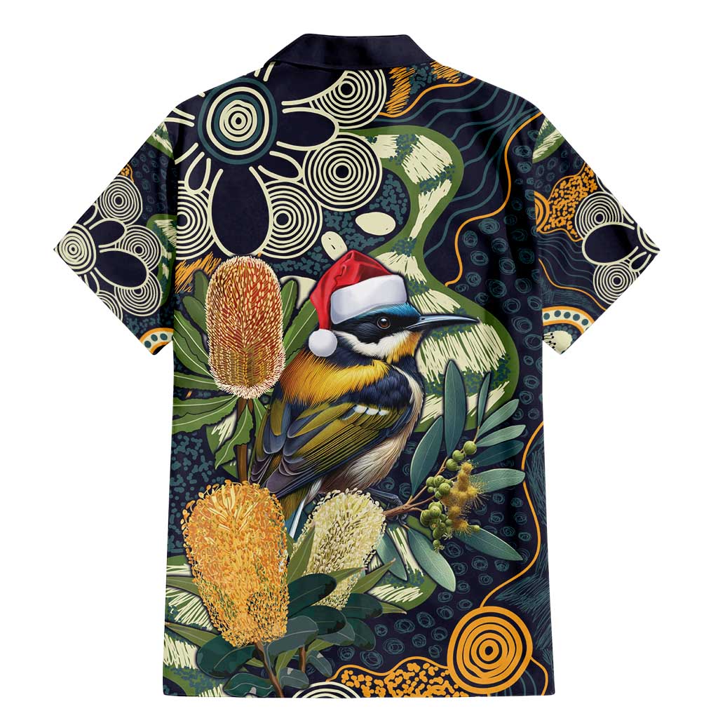 Aussie Honeyeaters Banksia Christmas Family Matching Mermaid Dress and Hawaiian Shirt Aboriginal Dots Painting Blue Motif - Aussie Hoodie