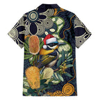 Aussie Honeyeaters Banksia Christmas Family Matching Mermaid Dress and Hawaiian Shirt Aboriginal Dots Painting Blue Motif - Aussie Hoodie