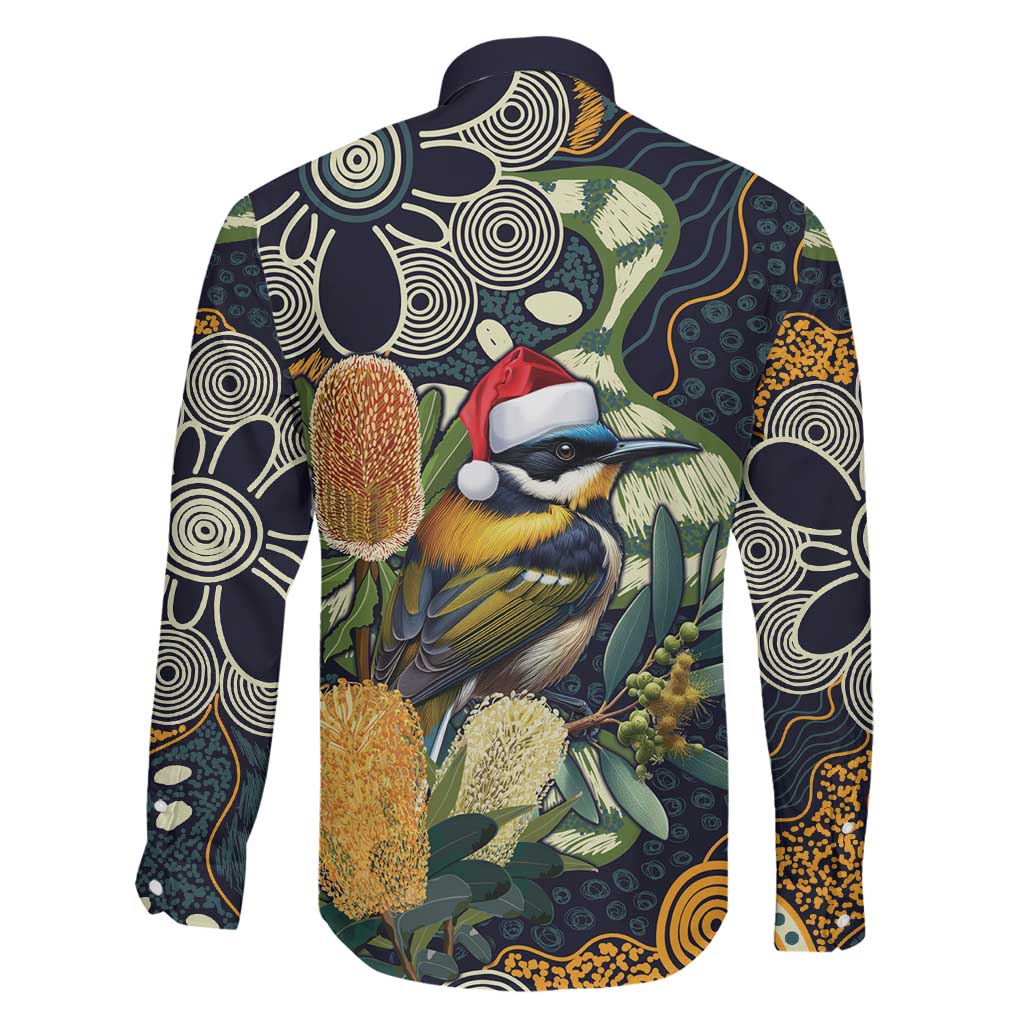 Aussie Honeyeaters Banksia Christmas Family Matching Off Shoulder Maxi Dress and Hawaiian Shirt Aboriginal Dots Painting Blue Motif - Aussie Hoodie