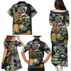 Aussie Honeyeaters Banksia Christmas Family Matching Puletasi and Hawaiian Shirt Aboriginal Dots Painting Blue Motif - Aussie Hoodie