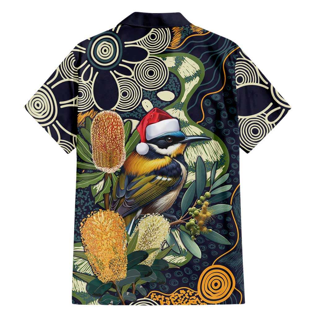Aussie Honeyeaters Banksia Christmas Family Matching Puletasi and Hawaiian Shirt Aboriginal Dots Painting Blue Motif - Aussie Hoodie