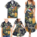 Aussie Honeyeaters Banksia Christmas Family Matching Summer Maxi Dress and Hawaiian Shirt Aboriginal Dots Painting Blue Motif - Aussie Hoodie