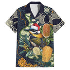 Aussie Honeyeaters Banksia Christmas Family Matching Summer Maxi Dress and Hawaiian Shirt Aboriginal Dots Painting Blue Motif - Aussie Hoodie