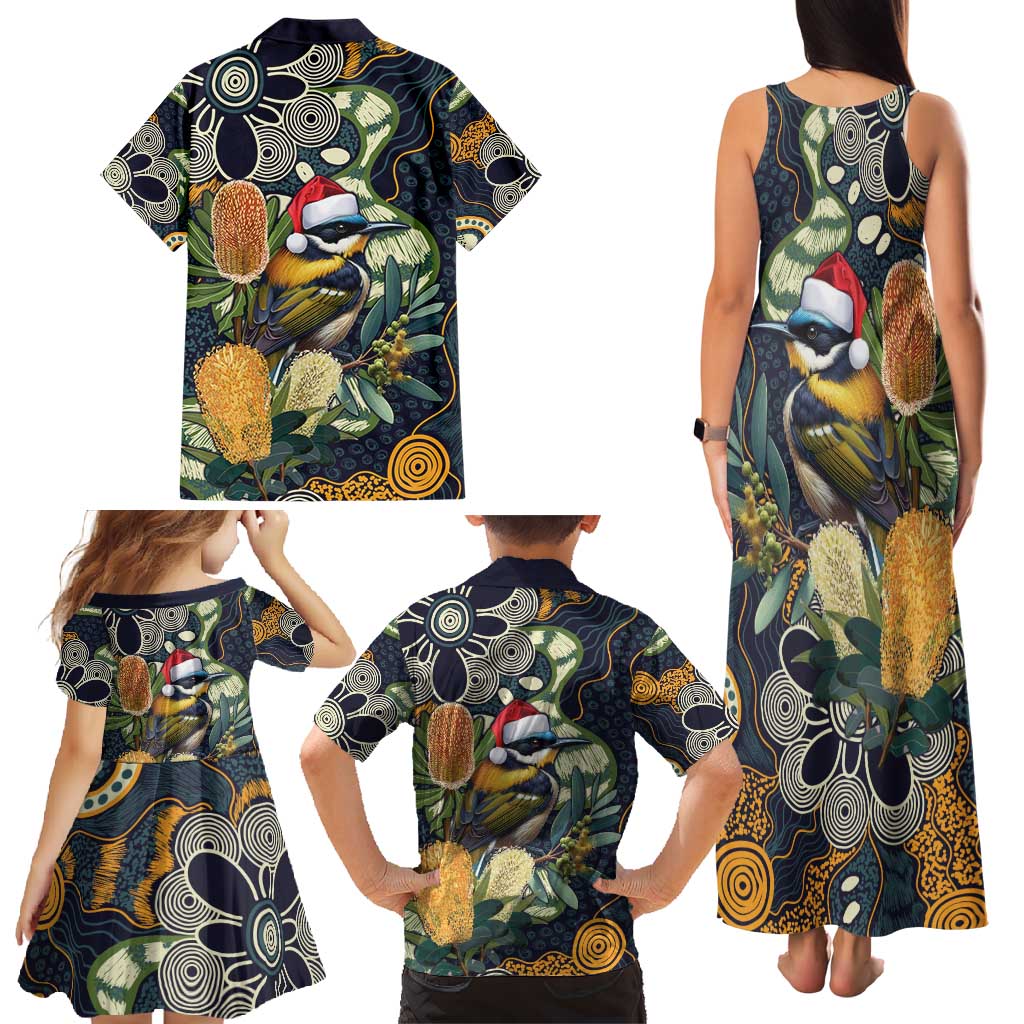 Aussie Honeyeaters Banksia Christmas Family Matching Tank Maxi Dress and Hawaiian Shirt Aboriginal Dots Painting Blue Motif - Aussie Hoodie