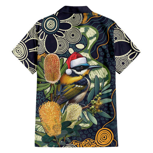 Aussie Honeyeaters Banksia Christmas Family Matching Tank Maxi Dress and Hawaiian Shirt Aboriginal Dots Painting Blue Motif - Aussie Hoodie