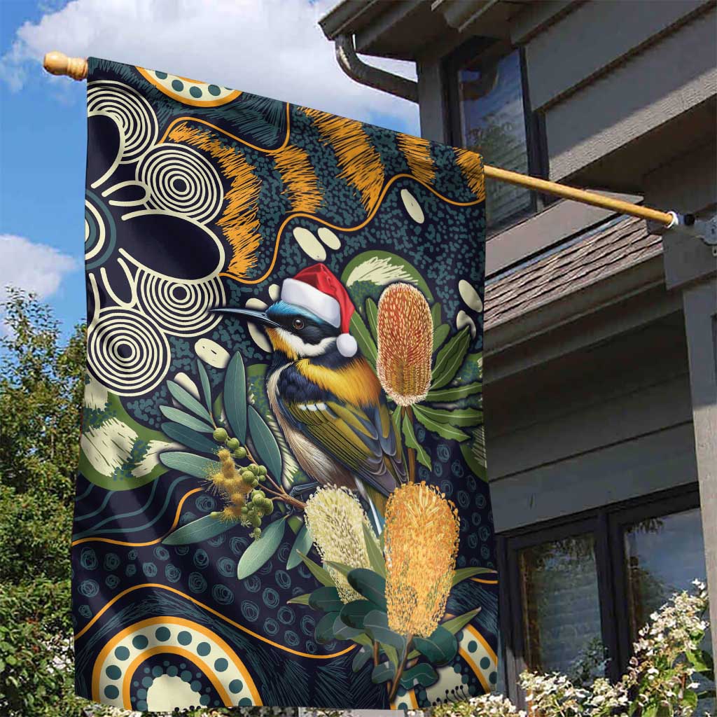Aussie Honeyeaters Banksia Christmas Garden Flag Aboriginal Dots Painting Blue Motif - Aussie Hoodie