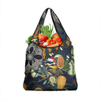Aussie Honeyeaters Banksia Christmas Grocery Bag Aboriginal Dots Painting Blue Motif - Aussie Hoodie