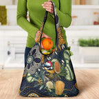 Aussie Honeyeaters Banksia Christmas Grocery Bag Aboriginal Dots Painting Blue Motif - Aussie Hoodie