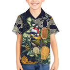 Aussie Honeyeaters Banksia Christmas Hawaiian Shirt Aboriginal Dots Painting Blue Motif - Aussie Hoodie