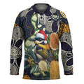 Aussie Honeyeaters Banksia Christmas Hockey Jersey Aboriginal Dots Painting Blue Motif - Aussie Hoodie