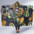 Aussie Honeyeaters Banksia Christmas Hooded Blanket Aboriginal Dots Painting Blue Motif - Aussie Hoodie