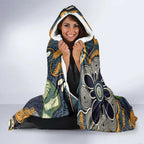 Aussie Honeyeaters Banksia Christmas Hooded Blanket Aboriginal Dots Painting Blue Motif - Aussie Hoodie