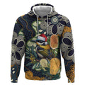 Aussie Honeyeaters Banksia Christmas Hoodie Aboriginal Dots Painting Blue Motif - Aussie Hoodie