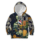 Aussie Honeyeaters Banksia Christmas Kid Hoodie Aboriginal Dots Painting Blue Motif - Aussie Hoodie