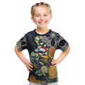 Aussie Honeyeaters Banksia Christmas Kid T Shirt Aboriginal Dots Painting Blue Motif - Aussie Hoodie