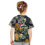 Aussie Honeyeaters Banksia Christmas Kid T Shirt Aboriginal Dots Painting Blue Motif - Aussie Hoodie