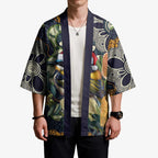 Aussie Honeyeaters Banksia Christmas Kimono Aboriginal Dots Painting Blue Motif - Aussie Hoodie