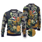 Aussie Honeyeaters Banksia Christmas Ugly Christmas Sweater Aboriginal Dots Painting Blue Motif - Aussie Hoodie