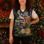 Aussie Honeyeaters Banksia Christmas Knitted V-Neck Vest Aboriginal Dots Painting Blue Motif - Aussie Hoodie