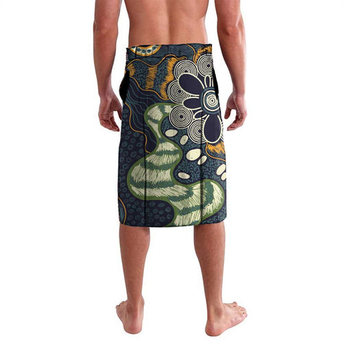 Aussie Honeyeaters Banksia Christmas Lavalava Aboriginal Dots Painting Blue Motif - Aussie Hoodie