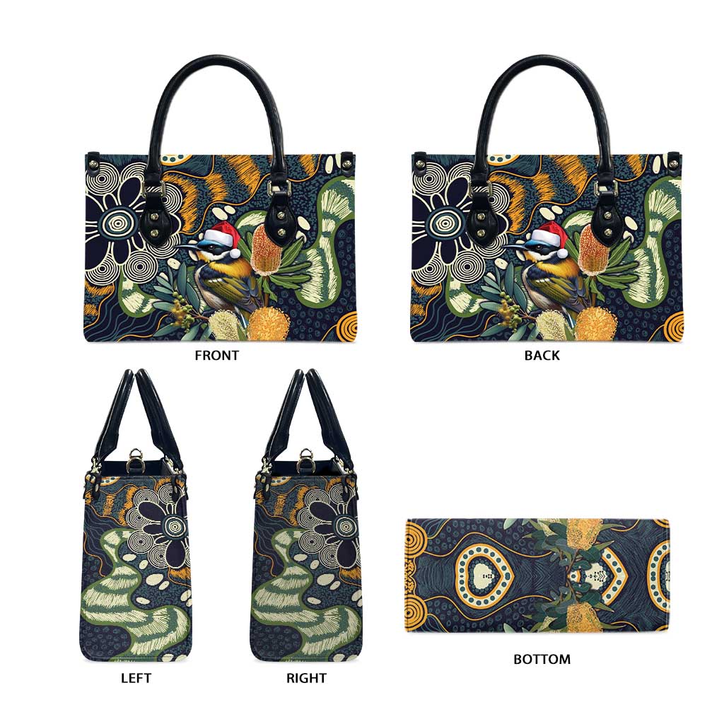 Aussie Honeyeaters Banksia Christmas Leather Bag Aboriginal Dots Painting Blue Motif - Aussie Hoodie