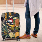 Aussie Honeyeaters Banksia Christmas Luggage Cover Aboriginal Dots Painting Blue Motif - Aussie Hoodie
