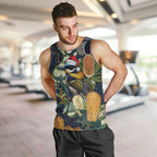 Aussie Honeyeaters Banksia Christmas Men Tank Top Aboriginal Dots Painting Blue Motif - Aussie Hoodie