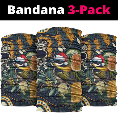 Aussie Honeyeaters Banksia Christmas Neck Gaiter Aboriginal Dots Painting Blue Motif - Aussie Hoodie