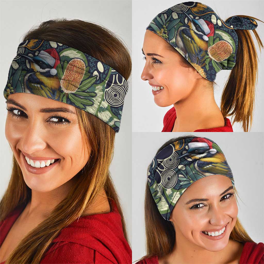 Aussie Honeyeaters Banksia Christmas Neck Gaiter Aboriginal Dots Painting Blue Motif - Aussie Hoodie