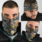 Aussie Honeyeaters Banksia Christmas Neck Gaiter Aboriginal Dots Painting Blue Motif - Aussie Hoodie