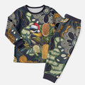 Aussie Honeyeaters Banksia Christmas Pajama Set Aboriginal Dots Painting Blue Motif - Aussie Hoodie
