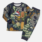 Aussie Honeyeaters Banksia Christmas Pajama Set Aboriginal Dots Painting Blue Motif - Aussie Hoodie